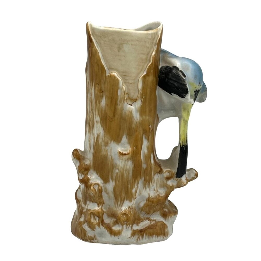 Vintage Ceramic Tree Trunk Vase With Colorful Bird Figurine - Picture 4 of 8